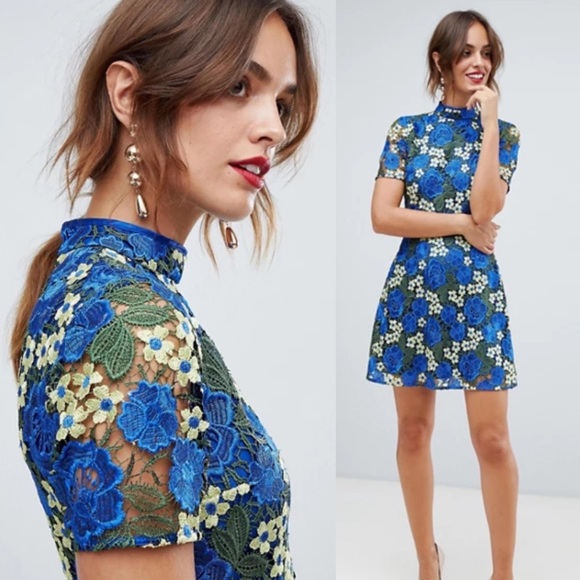 ASOS Dresses & Skirts - NEW • ASOS • Bright Floral Crochet Lace Mini Dress